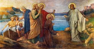 The fresco of Miracle fishing Jesus