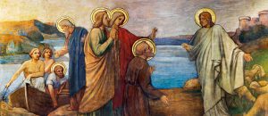 The fresco of Miracle fishing Jesus
